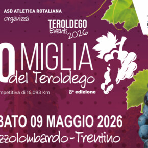 The image is the official poster for a competitive running event. The background is an intense wine-red (dark purple), decorated with a small polka-dot pattern and shades that evoke rows of grapevines.