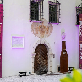 Ingresso di Palazzo Martini a Mezzocorona, allestito per l'evento