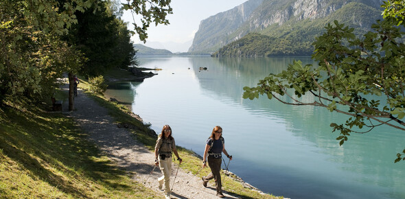 Relaxing walk along the lake shore