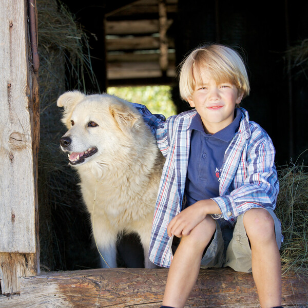 Valle dei Mocheni - Fierozzo - Agritur Klopf Hof - Bambino con cane